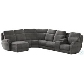 Show Stopper Smoke Reclining Small LAF Sectional with Power Headrest and Wireless Power Storage Console