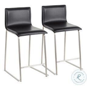 Mara Black And Stainless Steel Counter Height Stool Set Of 2