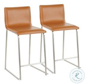 Mara Camel And Stainless Steel Counter Height Stool Set Of 2