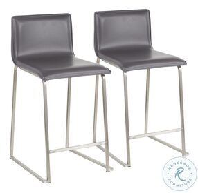 Mara Grey And Stainless Steel Counter Height Stool Set Of 2