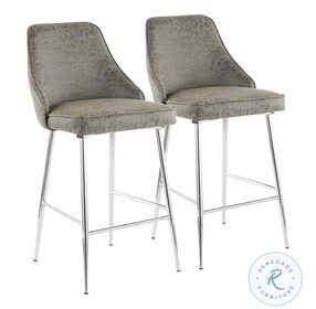 Marcel Chrome And Grey Faux Leather Counter Height Stool Set Of 2