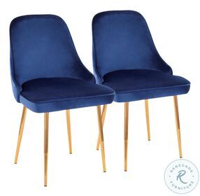 Marcel Gold Frame And Blue Velvet Fabric Dining Chair Set Of 2