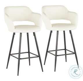 Margarite Black Metal And Cream Faux Leather Counter Height Stool Set Of 2