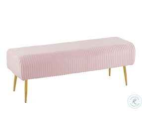 Marla Pink Velvet And Gold Steel Pleated Bench