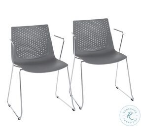 Matcha Chrome And Grey Dining Chair Set Of 2