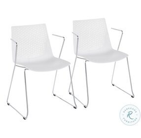 Matcha Chrome And White Dining Chair Set Of 2