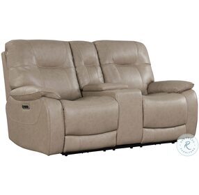 Axel Parchment Power Reclining Console Loveseat with Power Headrest