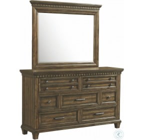 Johnny Smokey Walnut 7 Drawer Dresser With Mirror