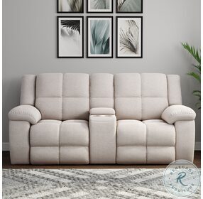 Buster Opal Taupe Reclining Console Loveseat