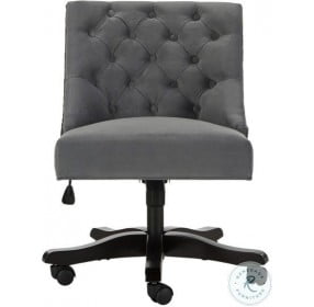 Soho Gray Tufted Velvet Adjustable Swivel Desk Chair