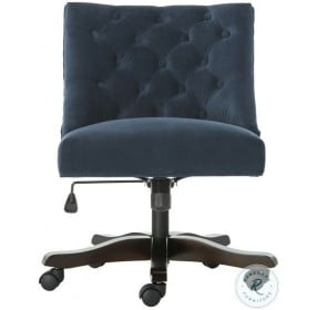 Soho Navy Tufted Velvet Adjustable Swivel Desk Chair
