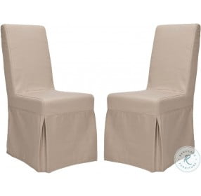 Adrianna Ecru 19" Linen Slipcover Dining Chair Set Of 2