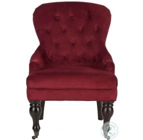 Falcon Red Velvet Tufted Arm Chair