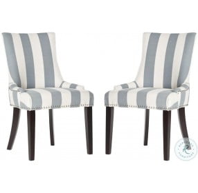 Lester Gray And White 19" Awning Stripes Dining Chair Set Of 2