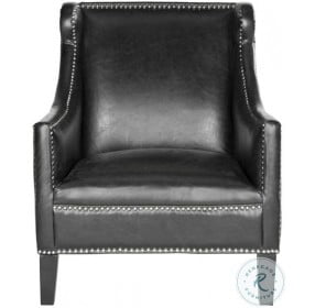 Mckinley Antique Black Leather Club Chair