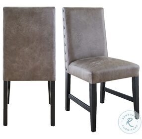 Tyler Gray Distressed Faux Leather Side Chair Set Of 2