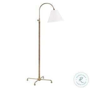 Classic No.1 Aged Brass 1 Light Floor Lamp with Rattan Accent