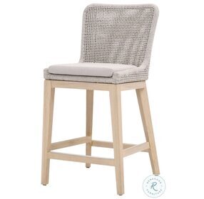 Woven Taupe White Flat Rope And Pumice Mesh Outdoor Counter Height Stool