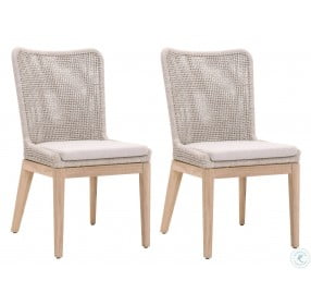 Mesh Performance Pumice And Taupe White Flat Rope Outdoor Dining Chair Set Of 2