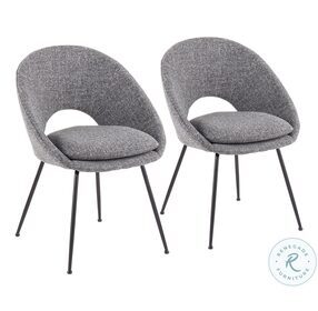 Metro Grey Noise Fabric And Black Steel Chair Set of 2
