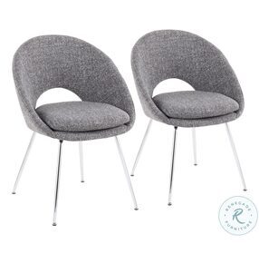 Metro Grey Noise Fabric And Chrome Chair Set of 2