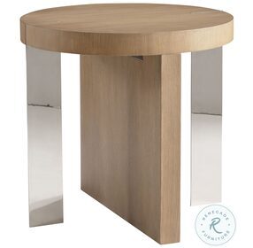 Modulum Polished Stainless Steel And Sahara Side Table