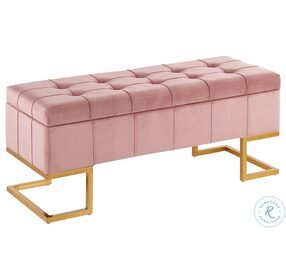 Midas Pink Velvet Storage Bench