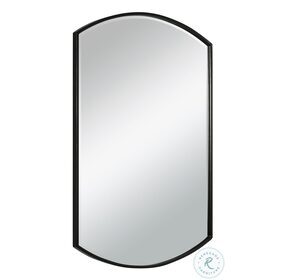 Shield Sleek Satin Black Shaped Iron Mirror