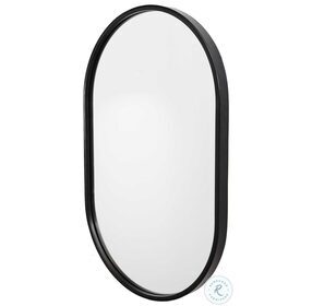 Varina Satin Black Minimalist Oval Mirror