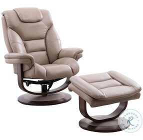 Monarch Linen Manual Reclining Swivel Chair With Ottoman