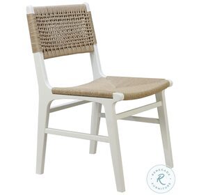 Monroe Matte White Lacquer Rattan Wrapped Dining Chair