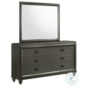 Faris Gray 6 Drawer Dresser With Mirror