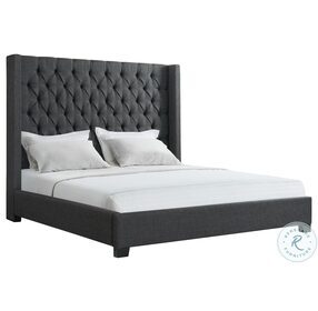 Arden Morrow Charcoal Tufted King Upholstered Panel Bed