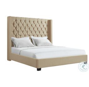 Arden Morrow Natural Tufted King Upholstered Panel Bed