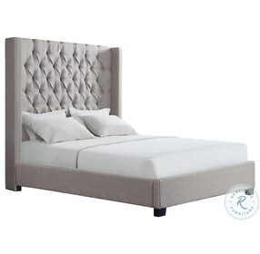 Arden Morrow Gray Tufted Queen Upholstered Panel Bed
