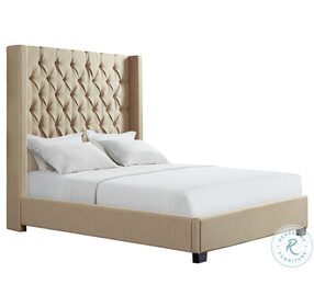Arden Morrow Natural Tufted Queen Upholstered Panel Bed