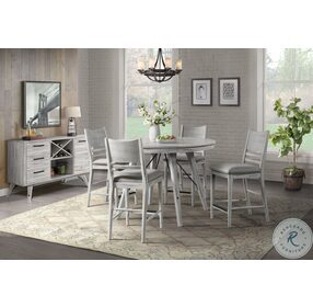 Modern Rustic Weathered White 52" Round Counter Height Dining Room Set