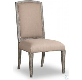 True Vintage Beige Leather Upholstered Side Chair Set of 2