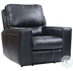 Rockford Verona Black Leather Power Recliner with Power Headrest and Footrest