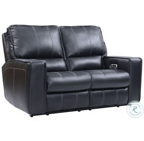Rockford Verona Black Leather Power Reclining Loveseat with Power Headrest and Footrest