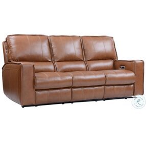 Rockford Verona Saddle Leather Power Reclining Sofa with Power Headrest and Footrest