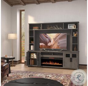 Maison Cabin Lodge Driftwood 97" Entertainment Center with Fireplace