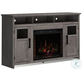 Maison Cabin Lodge Driftwood 65" TV Stand with Fireplace