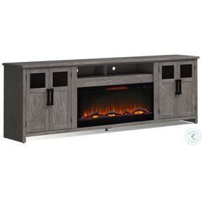 Maison Cabin Lodge Driftwood 97" TV Stand with Fireplace