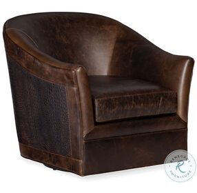 Morrison Brown Leather Swivel Club Chair