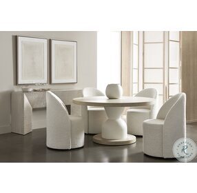 Solaria Dune And Faux Stone Fossil Round Dining Room Set