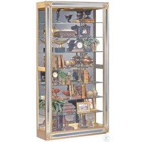 Museum Reflection Hand Decorated Antique Gold Leaf Curio Cabinet