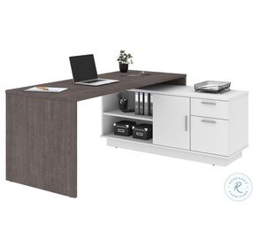Equinox Bark Grey And White 71" L Shaped Desk