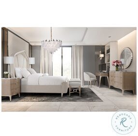 Malibu Crest Chardonnay And Doeskin Upholstered Curved Panel Bedroom Set