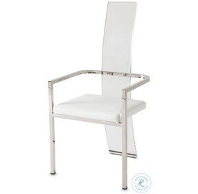 State St Satin White Arm Chair